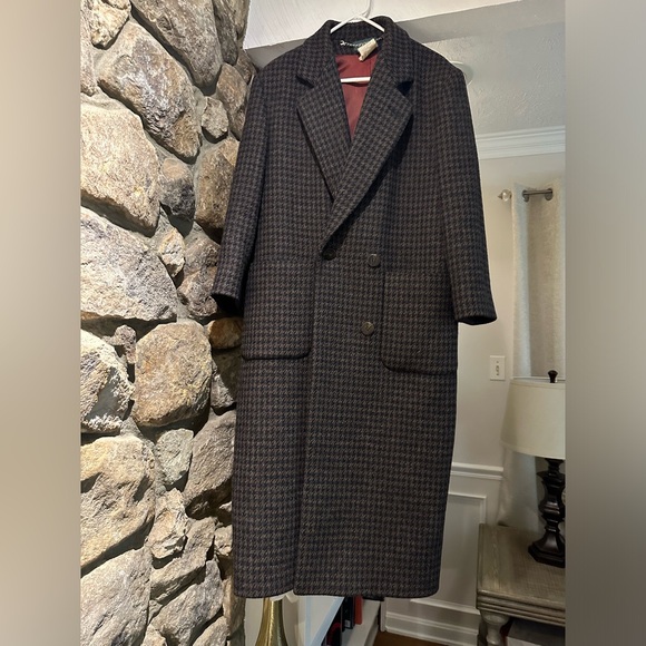 HARVE BERNARD Long Wool houndstooth pea coat. Size L. Excellent condition. - Picture 4 of 12